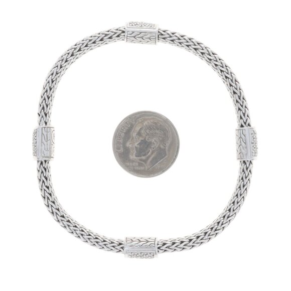 John Hardy Four Station Icon Diamond Bracelet 6 1/2" - Sterling 925 Round .75ctw - Picture 6 of 8